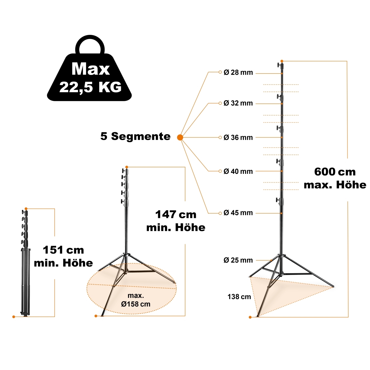 Walimex pro AIR Jumbo 600 Lampenstativ 600 cm