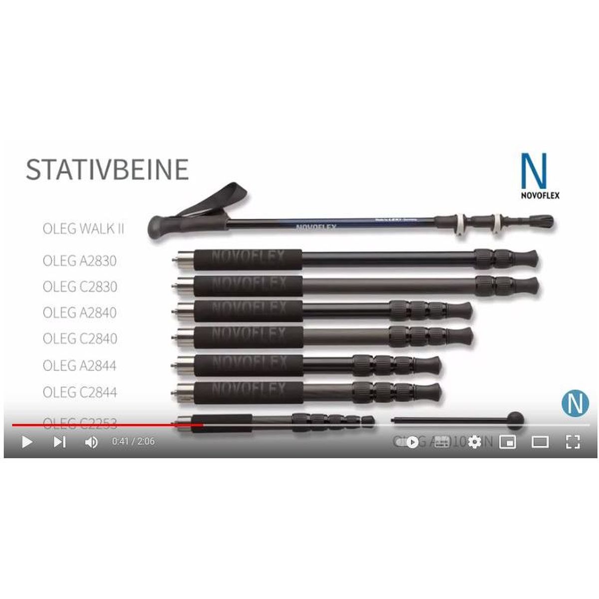 Novoflex Stativbein Alu (4 Segmente) kompakt, 3er-Set