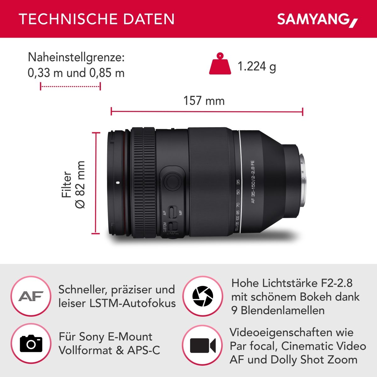 Samyang AF 35-150 mm 1:2,0-2,8 FE für Sony E