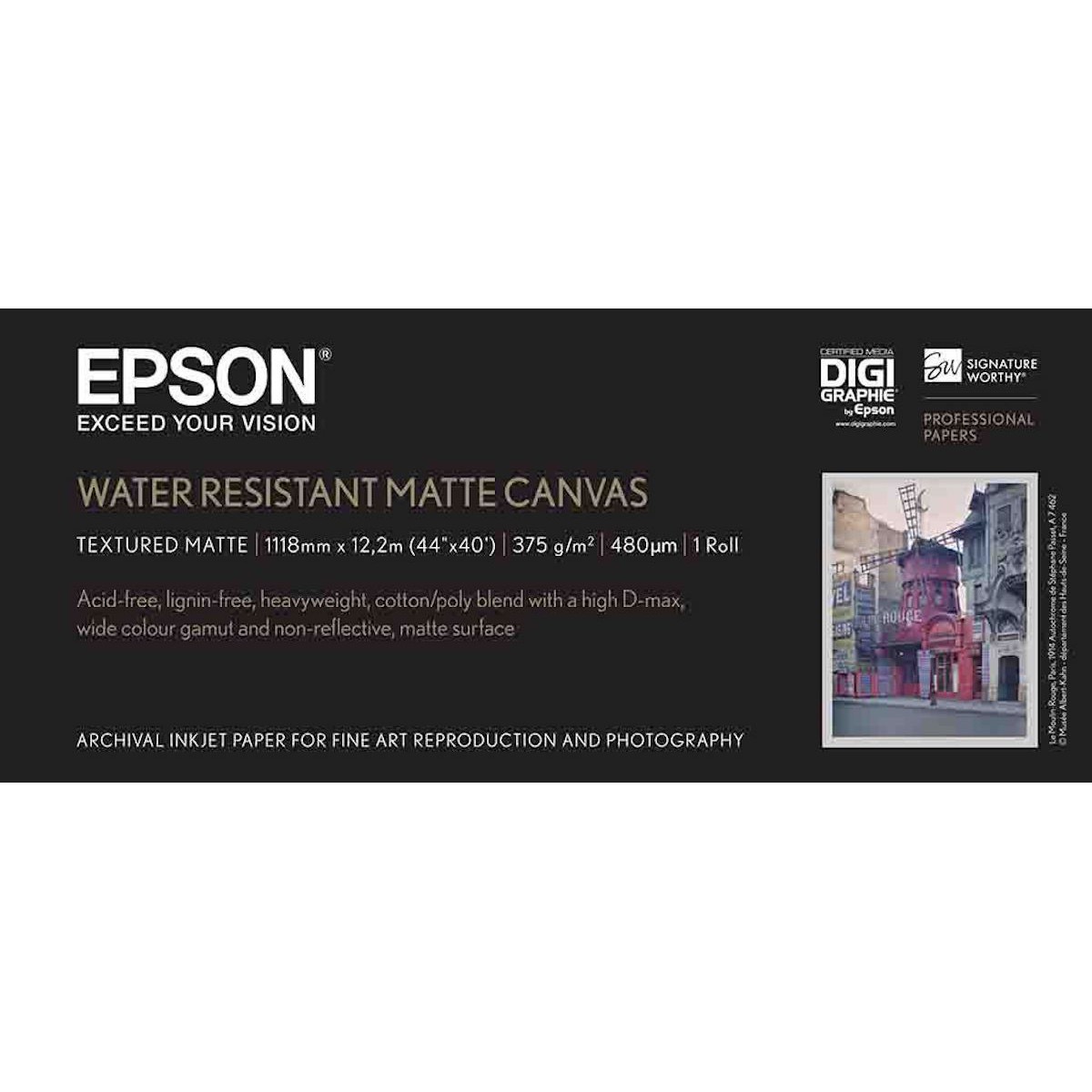 Epson Waterresistant Matte Canvas 44" x 12,2 m Rolle 375 g/m²