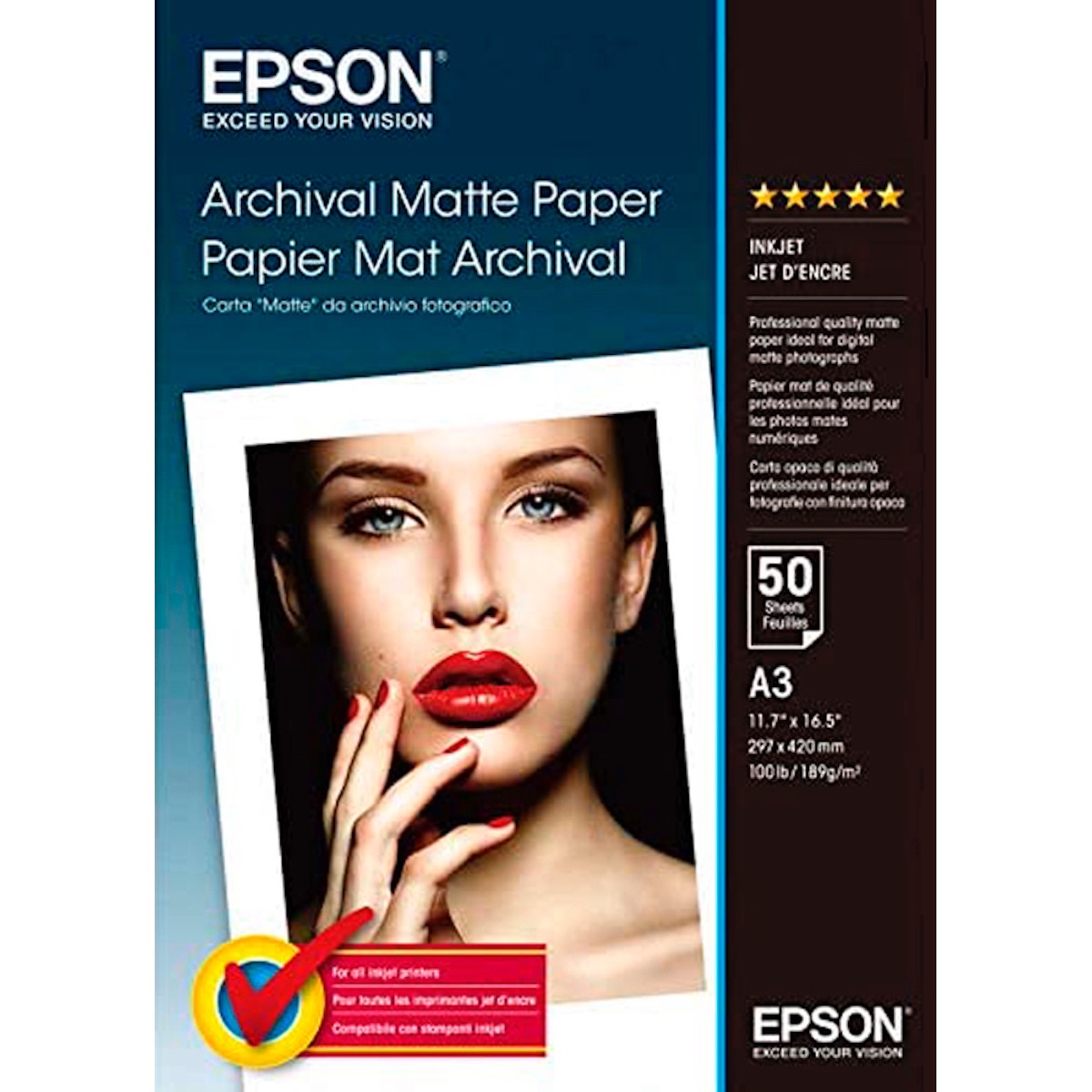 Epson Archival Matte Paper DIN A3, 50 Blatt, 189 g/m²