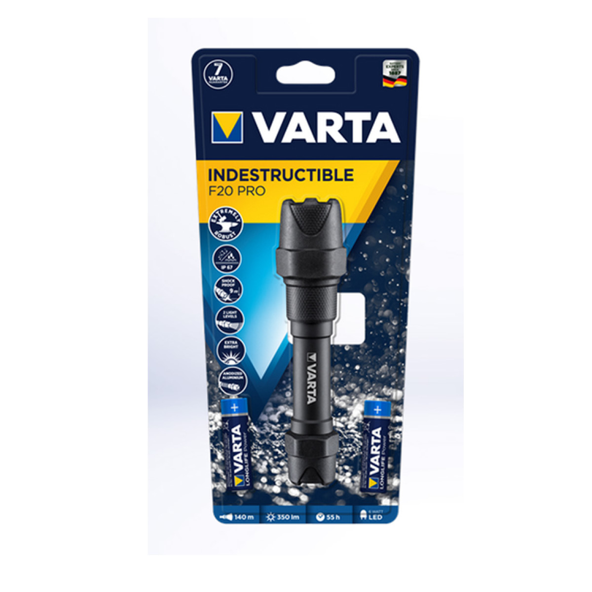 Varta F20 Pro 2AA Taschenlampe mit Batterien