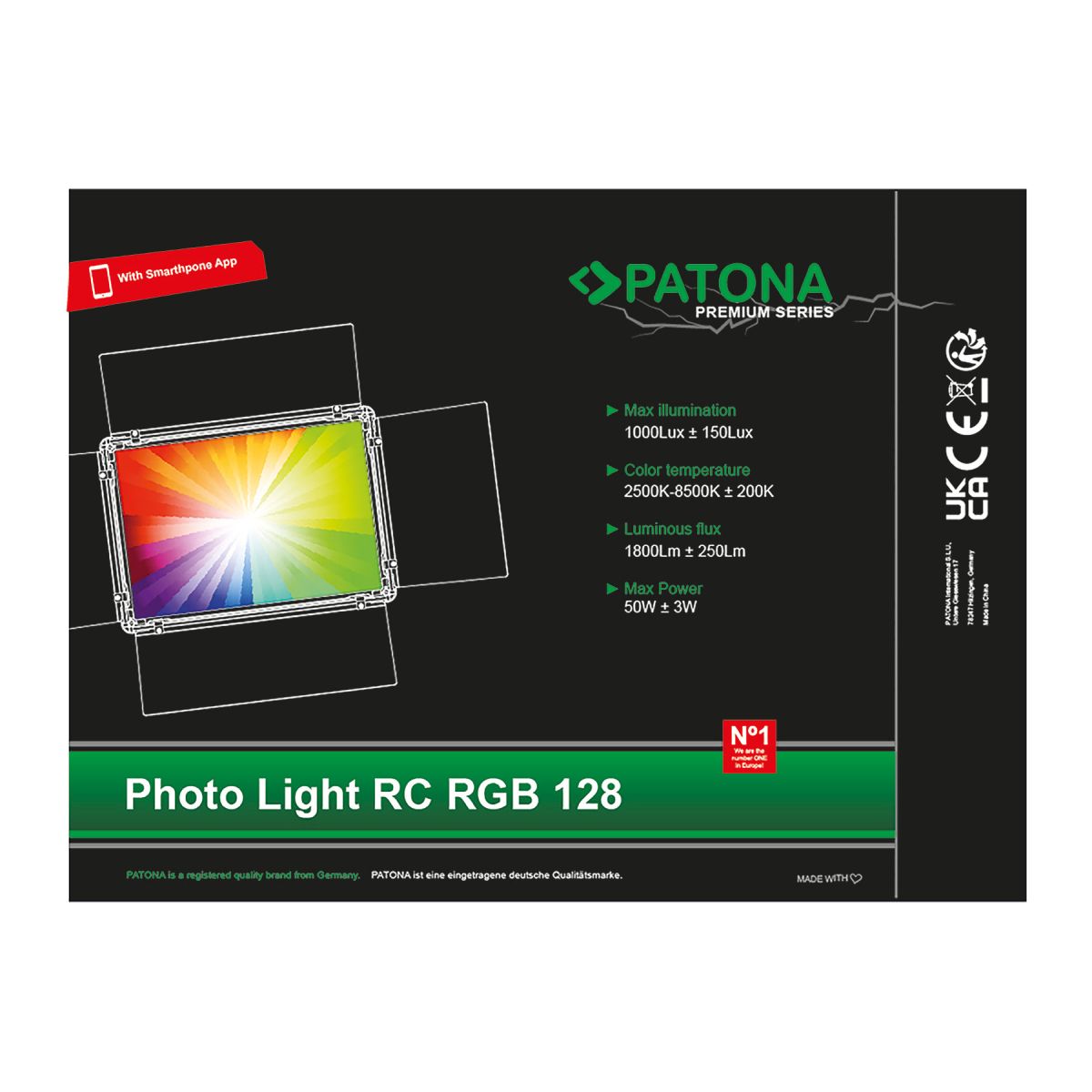 PATONA Premium Foto-Lampe RGB-128AS mit App-Steuerung