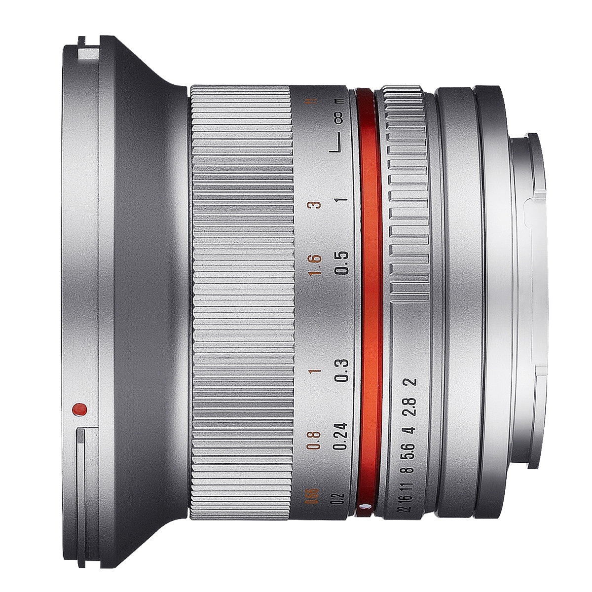 Samyang MF 12 mm 1:2,0 für Canon EF-M Silber
