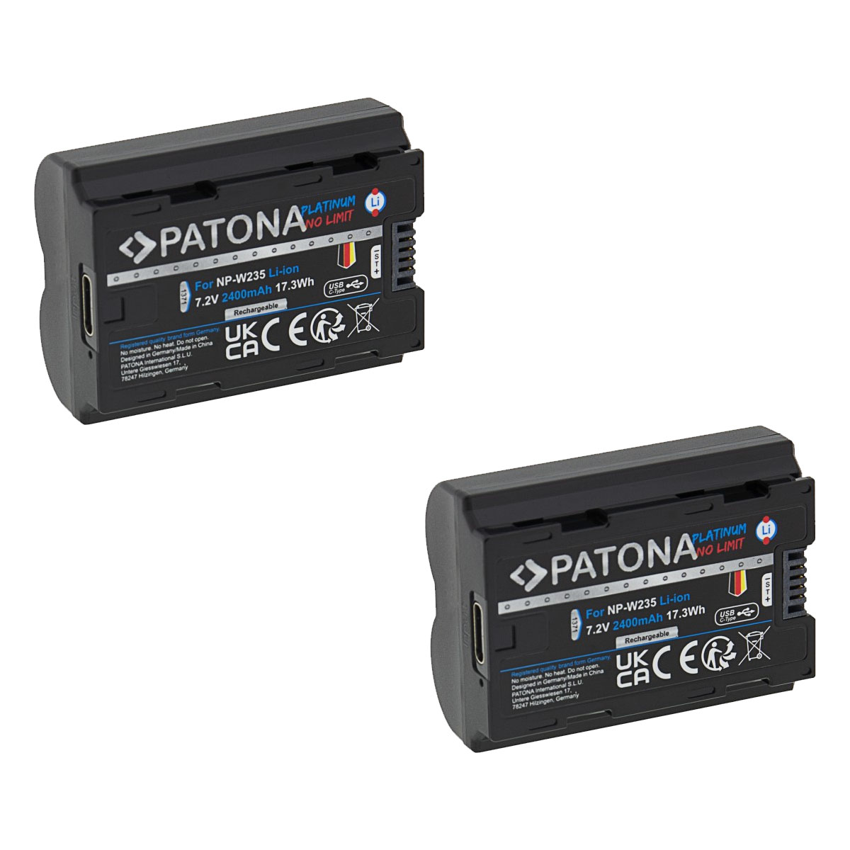 Patona Platinum Akku Doppelpack mit USB-C Input Fuji FinePix NP-W235