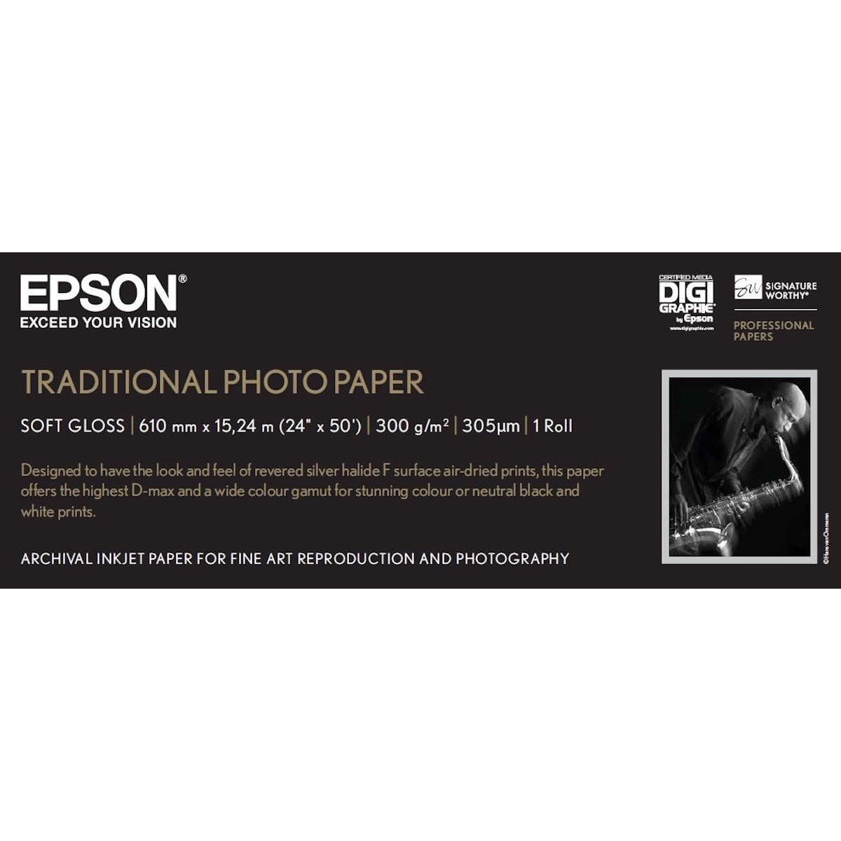 Epson Traditional Photopapier 24" x 15 m Rolle soft gloss 300 g/m²