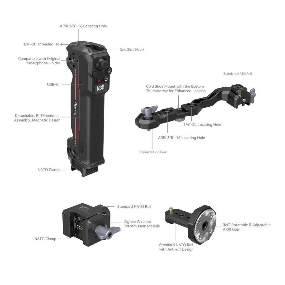 SmallRig 3919 Wireless Control Sling Handgriff für DJI RS Series