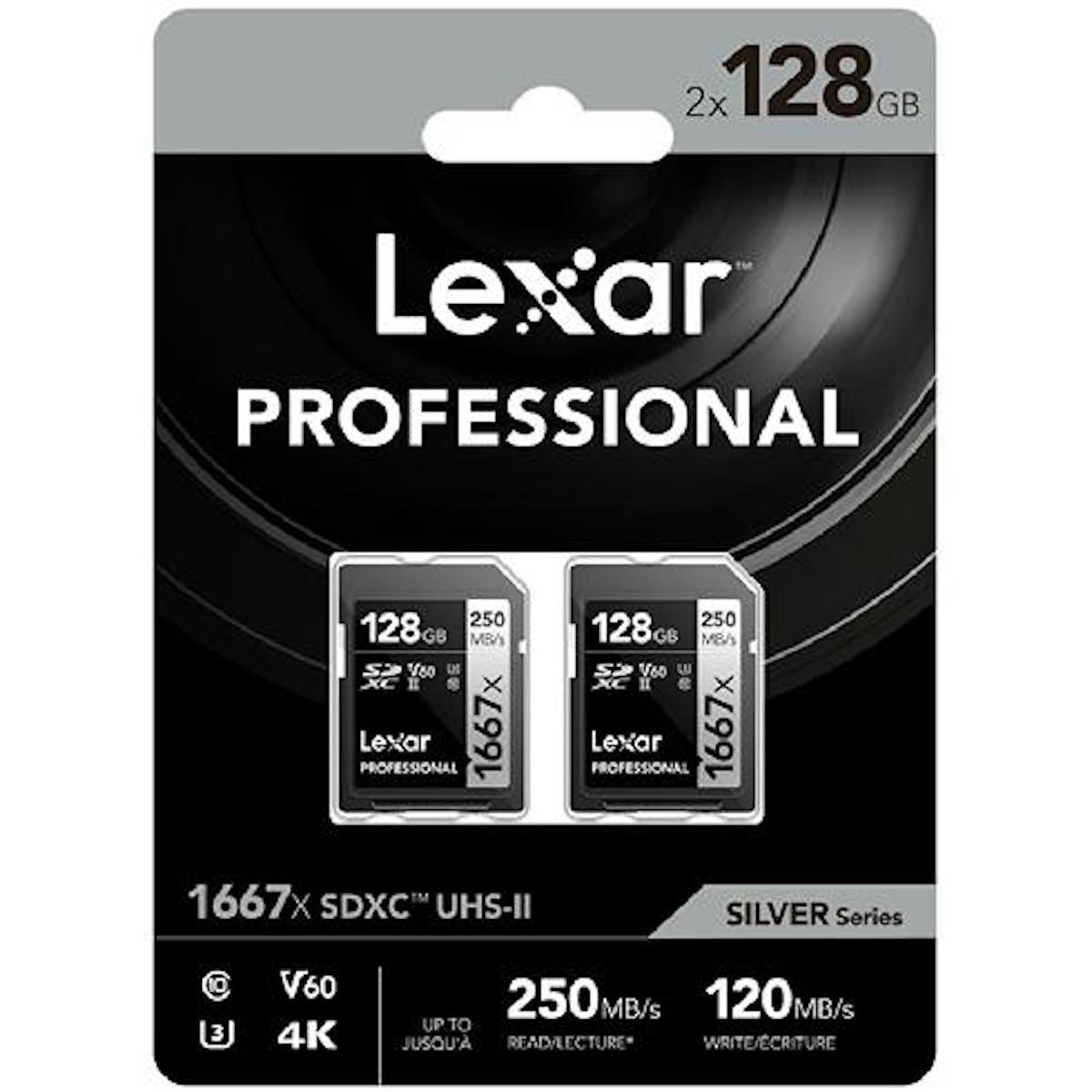 Lexar SDXC 128 GB Pro Silver UHS-II 1667x Doppelpack