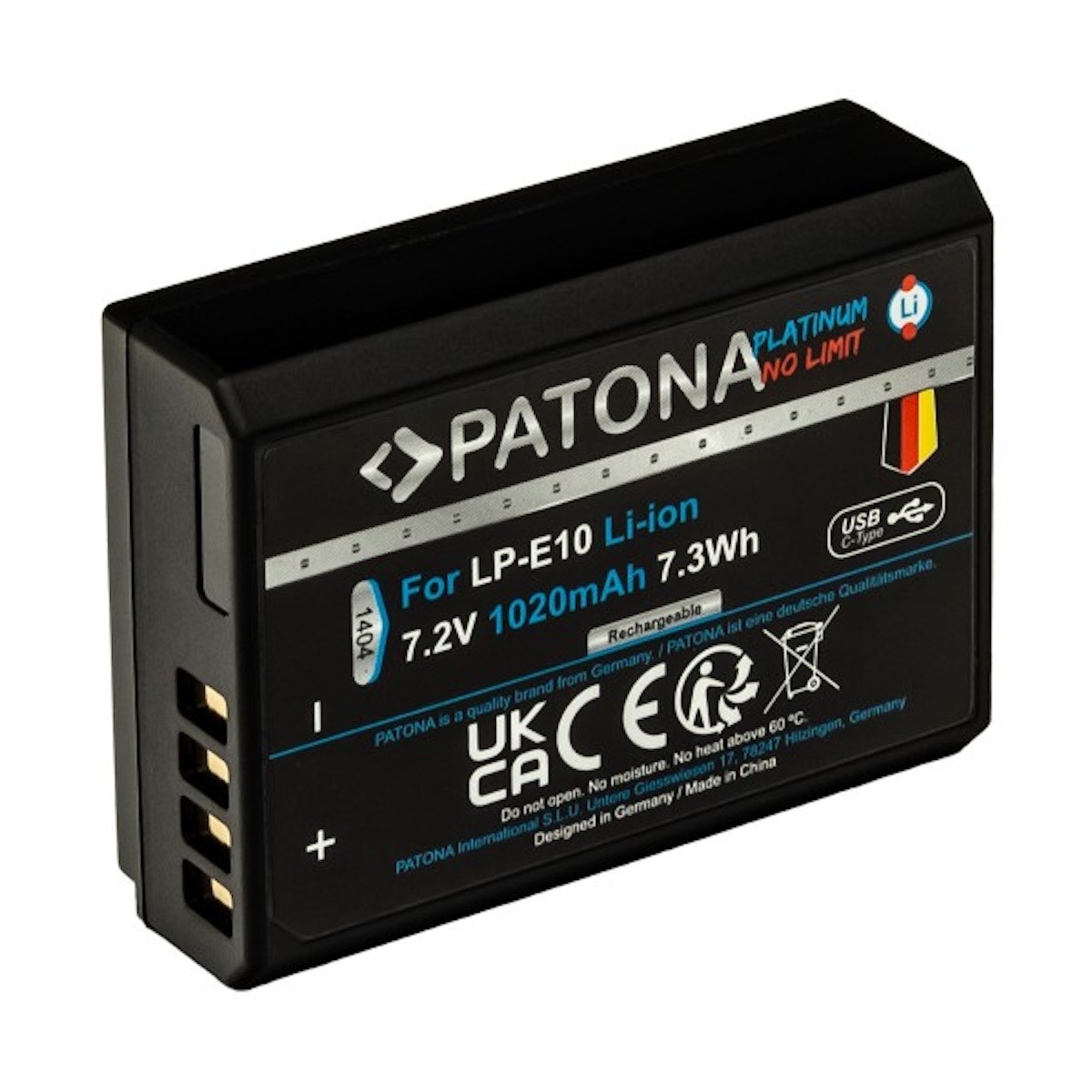 Patona Platinum Akku mit USB-C Input f. Canon LP-E10