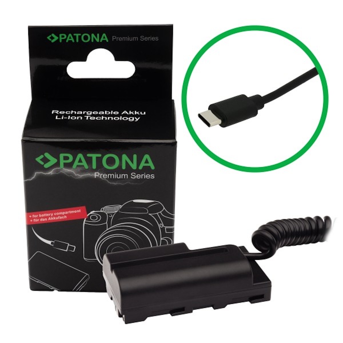 Patona Premium USB-C Input Akku-Adapter für Sony NP-FM50