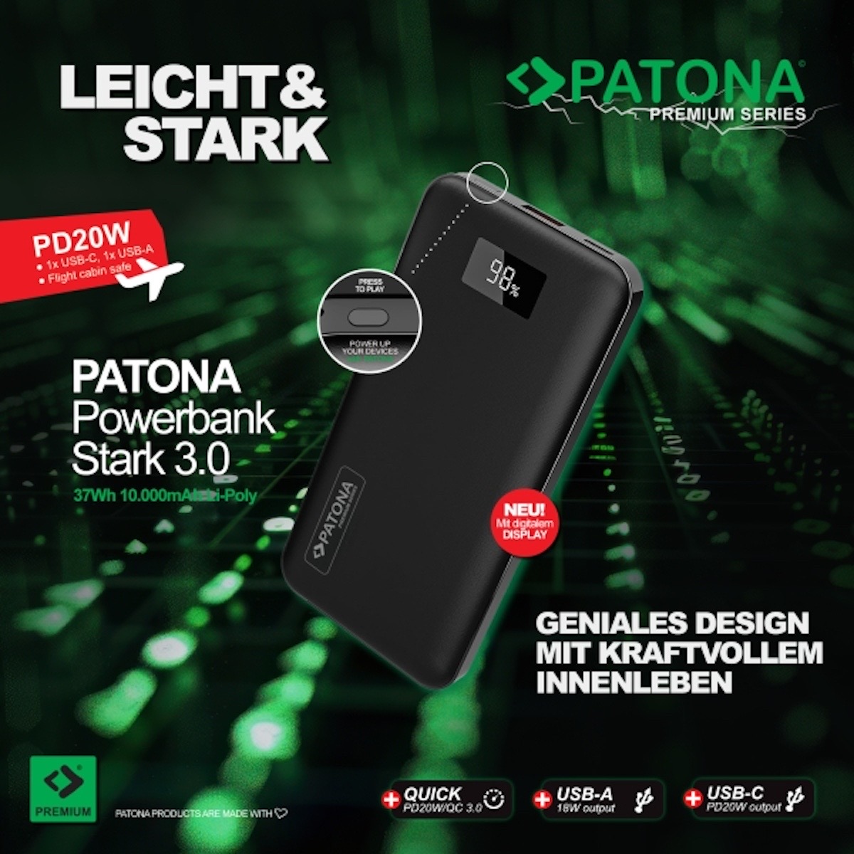 Patona Premium Powerbank Stark 3.0 / 10.000mAh