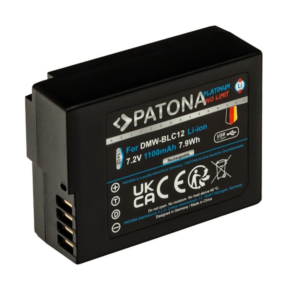 Patona Platinum Akku mit USB-C Input f. Panasonic DMW-BLC12