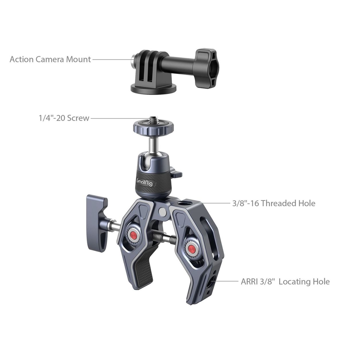 SmallRig 4102 Super Klemme Kamerahalterung mit 360° Kugelkopf