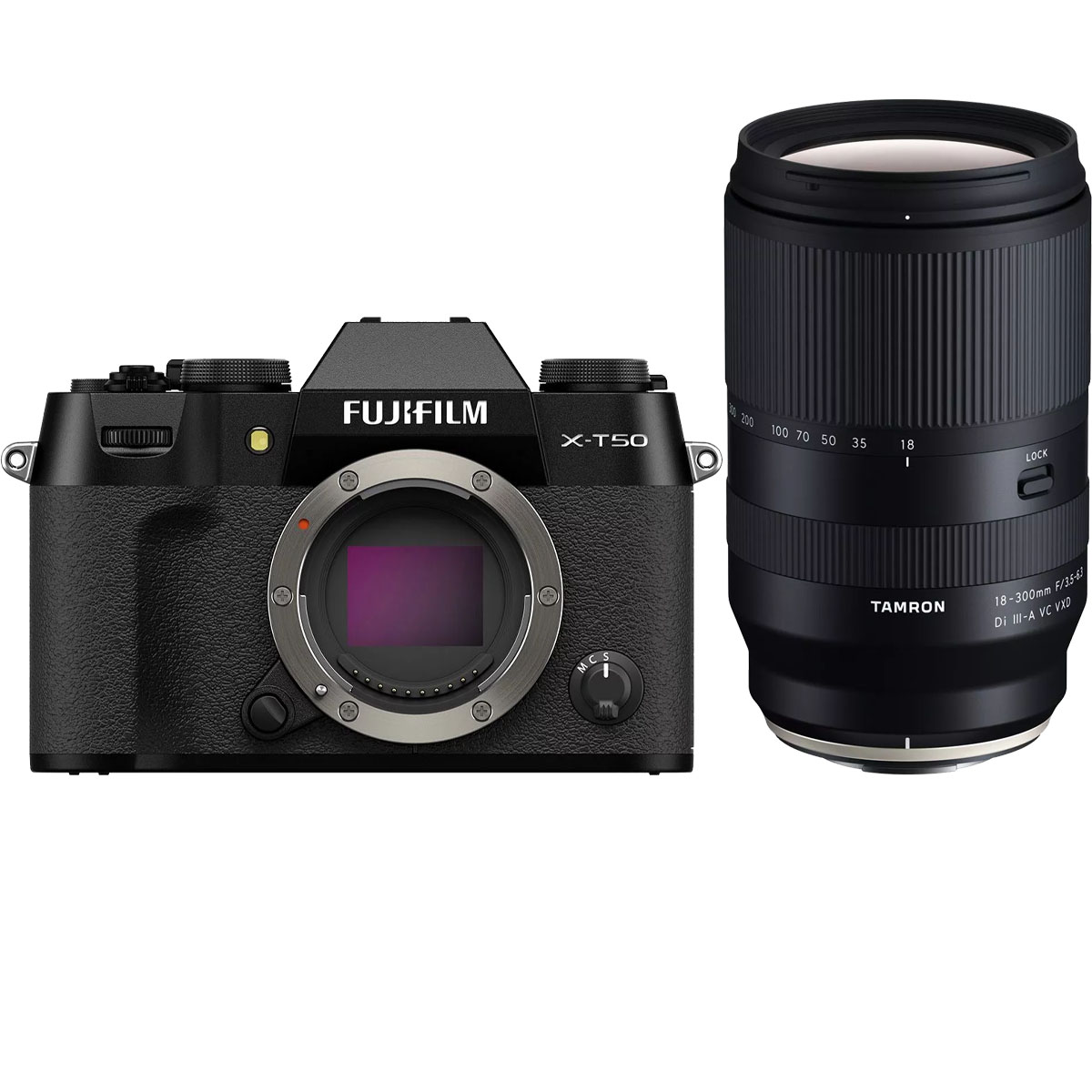 Fujifilm X-T50 Schwarz + Tamron 18-300 mm 1:3,5-6,3 Di III A VC VXD für Fujifilm XF