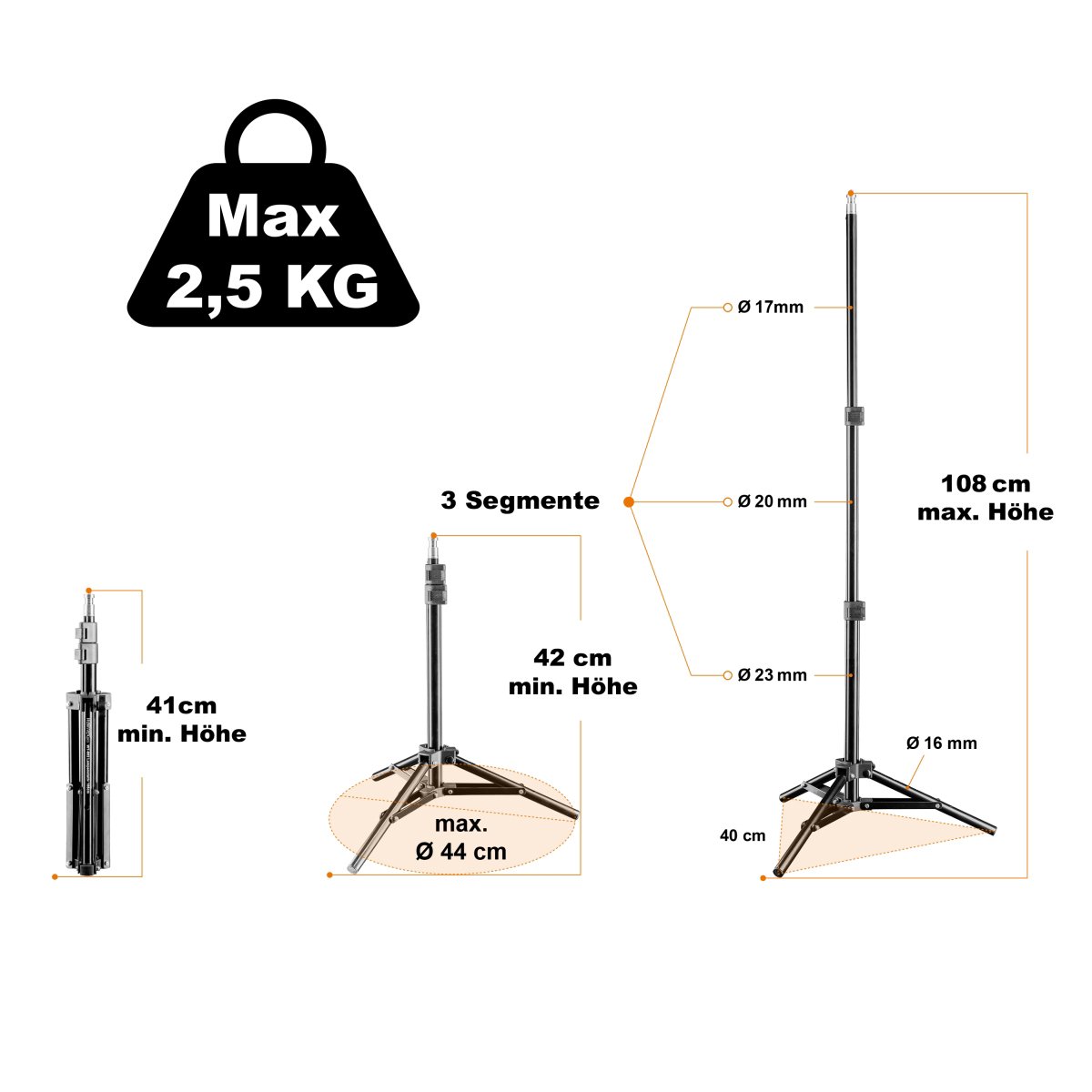 Walimex pro WT-802 Lampenstativ 108cm