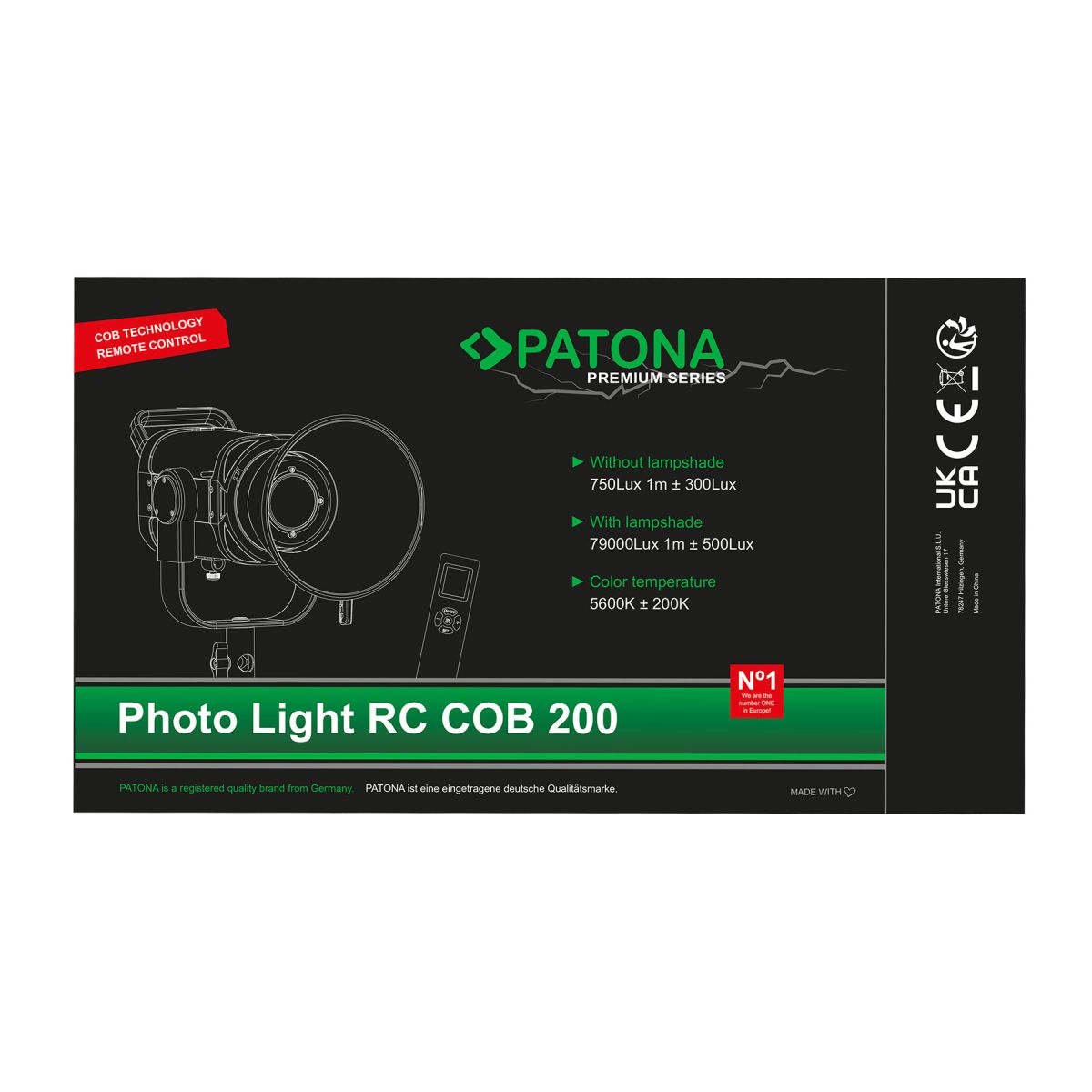 PATONA Premium Foto-Licht COB-200 APRC mit App-Steuerung