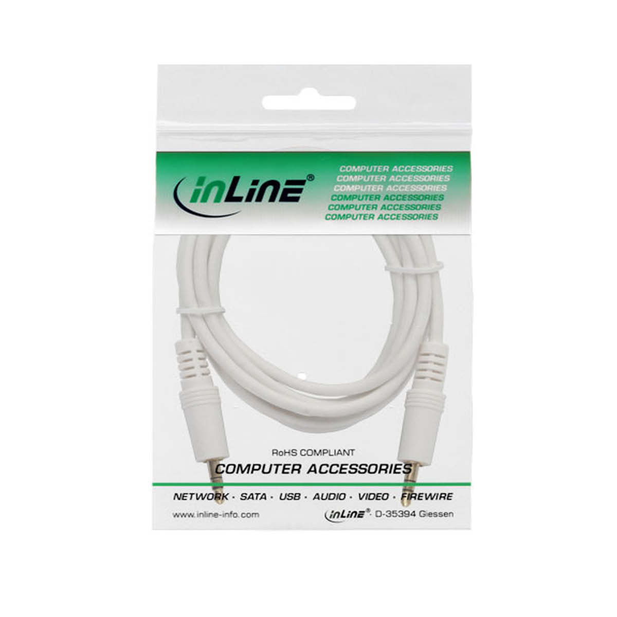 InLine Klinke Kabel 3,5mm 1m Weiss/Gold