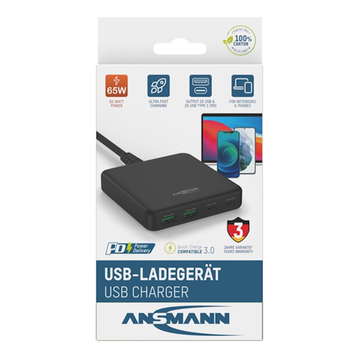 Ansmann DC 465 PD Desktop Charger USB Ladegerät