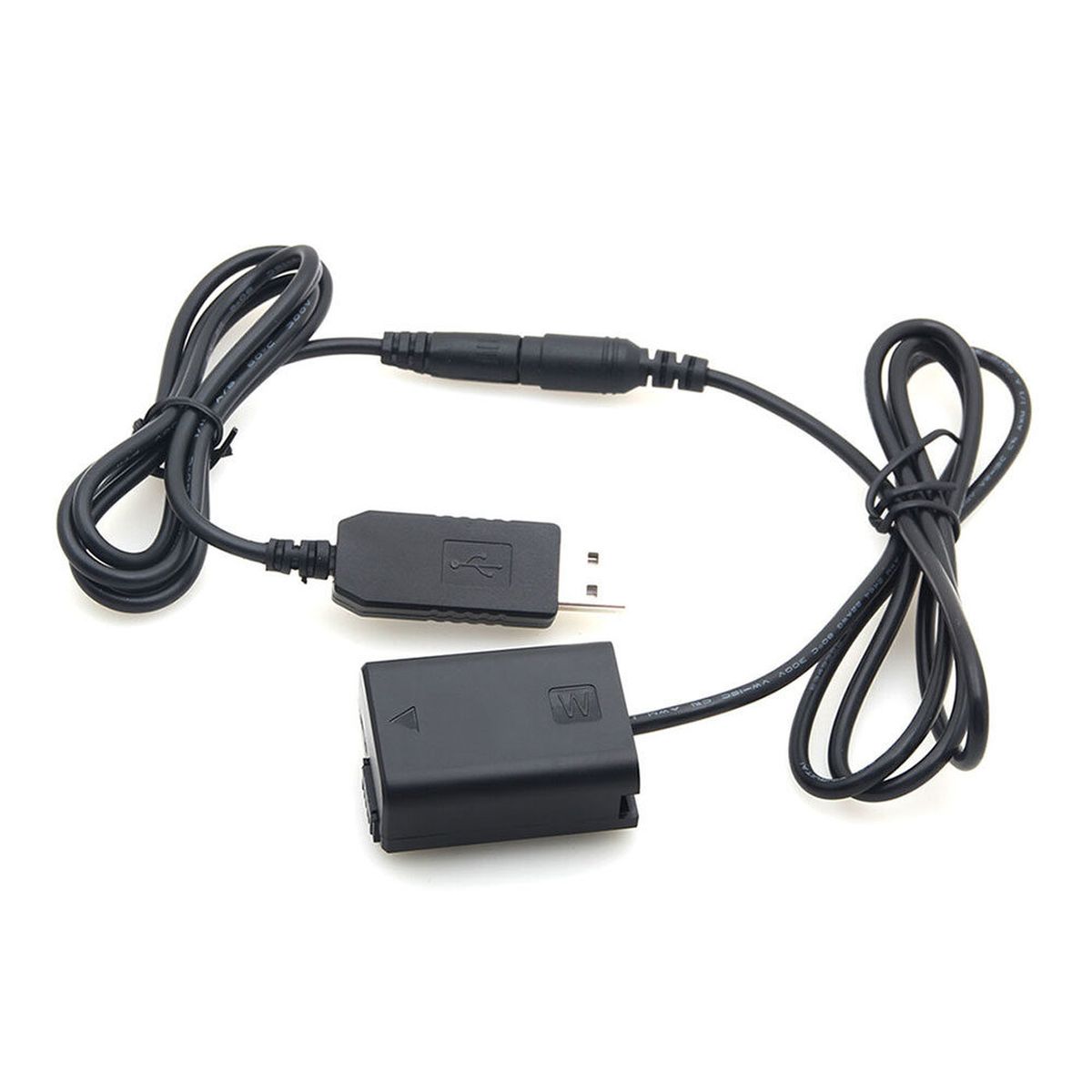 Caruba Volldecodierungs-Akku-Dummy für Sony NP-FW50 und 5V 2A Einzel-USB-Kabel