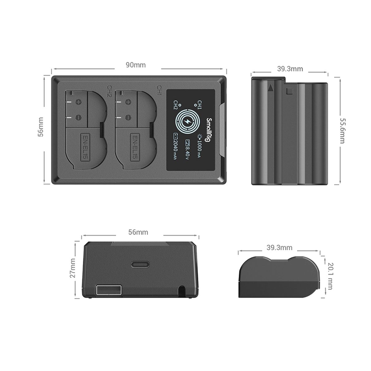 SmallRig 3820 EN-EL15 Akku- und Ladegerät-Kit für Kamera Nikon