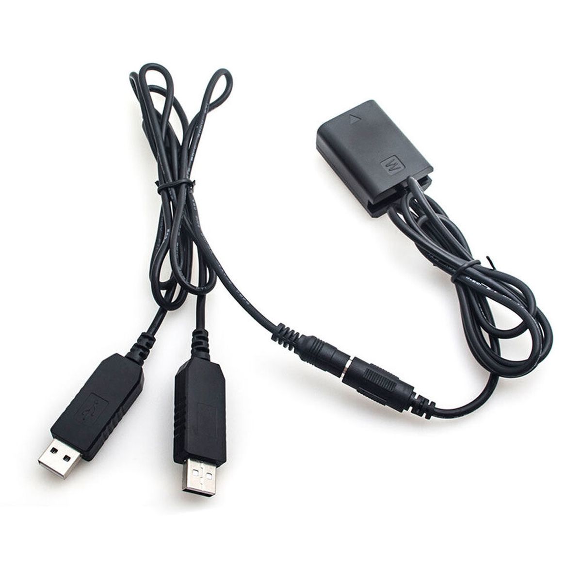 Caruba Volldecodierungs-Akku-Dummy für Sony NP-FW50 und 5V 2A Dual USB Kabel