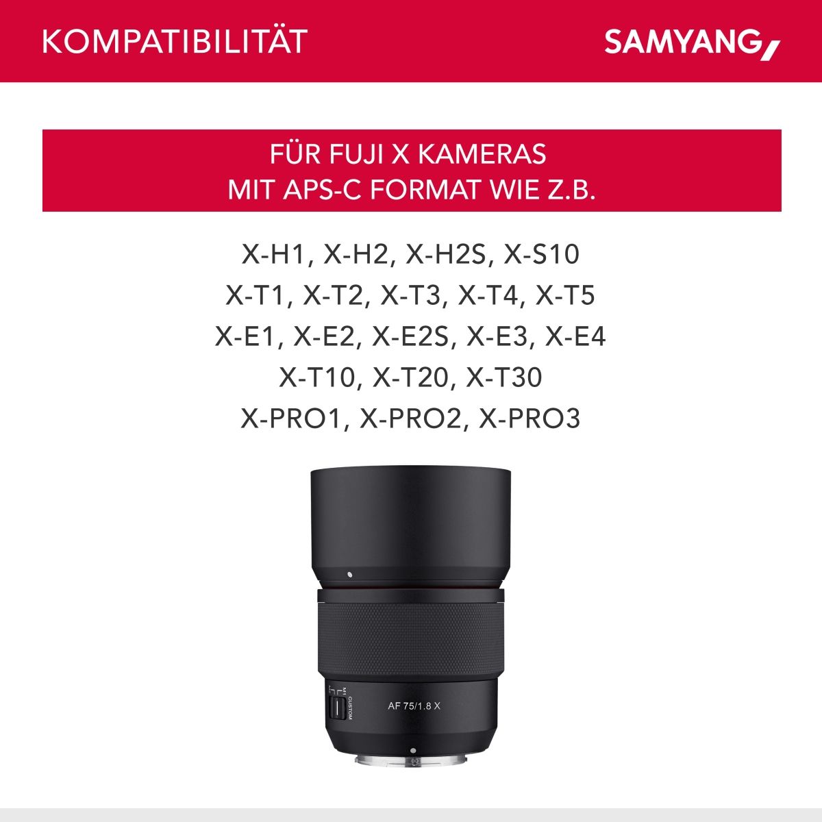 Samyang AF 75 mm 1:1,8 für Fuji X